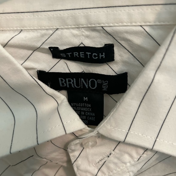 Bruno Mens White Pin Stripe Button Up Shirt - Picture 3 of 6